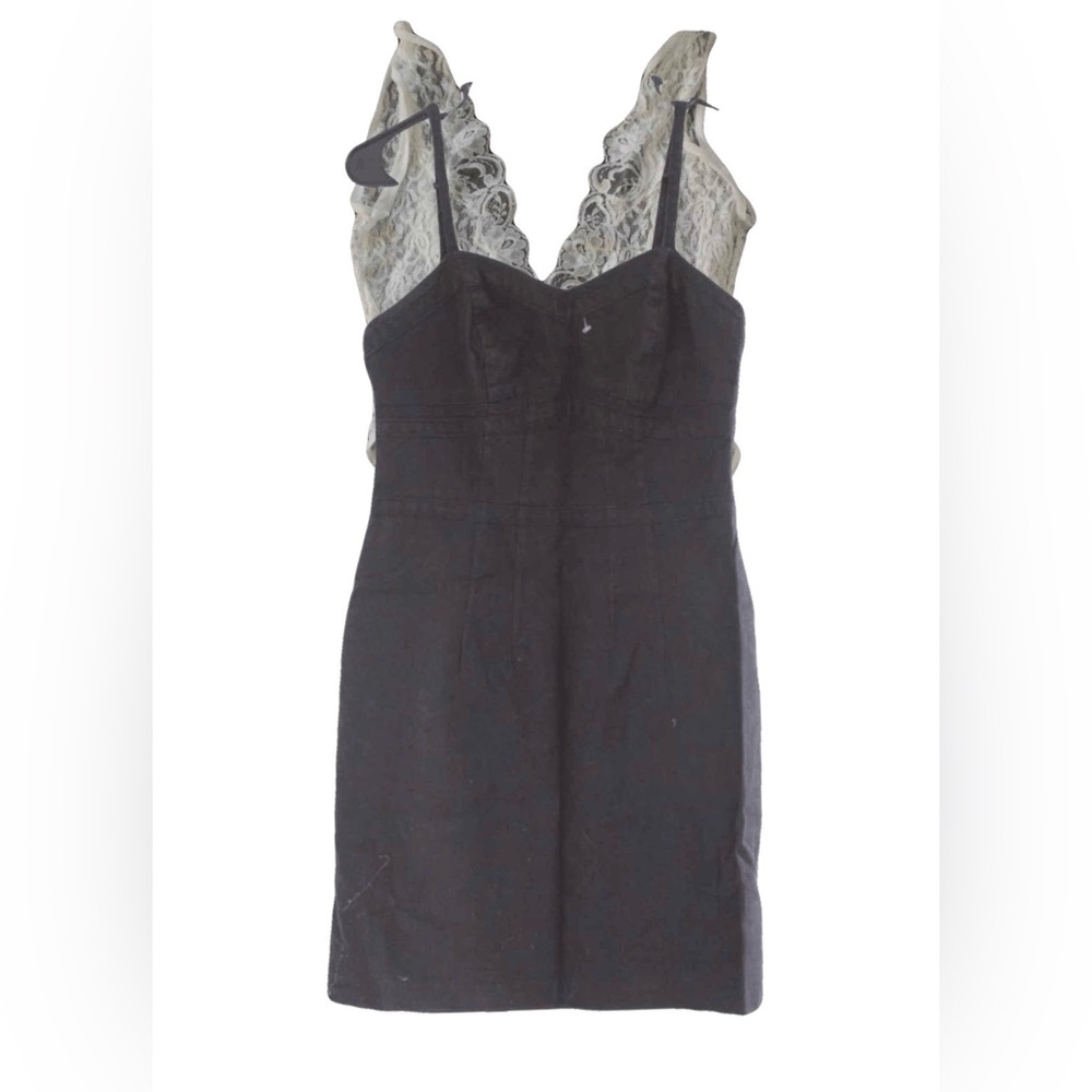 Anthro Zuccaro Linen Mini Corset Dress Black Minimalist CBK Style Whimsygoth 2